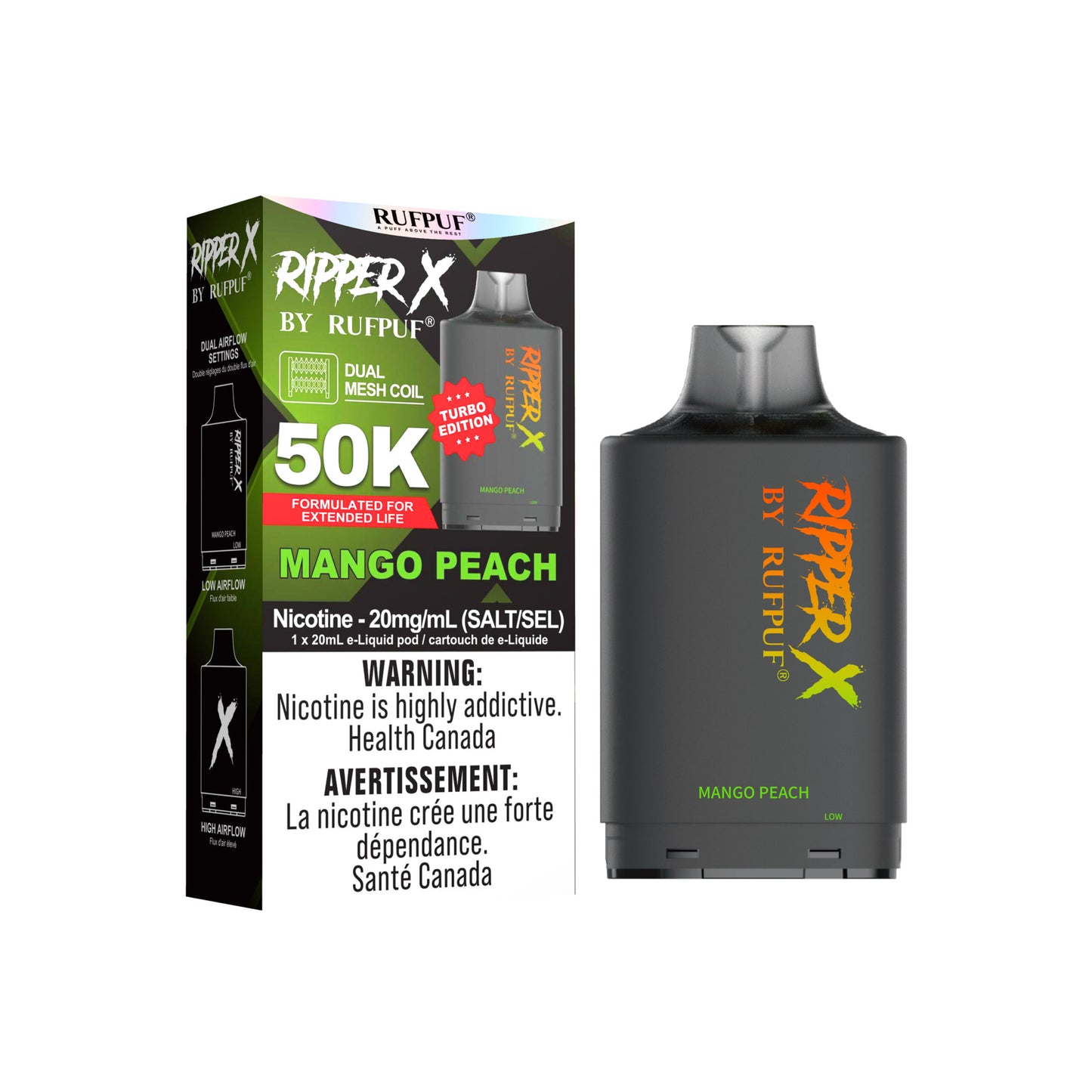 Ripper x 50k Disposable Pod-Mango Peach (without battery)