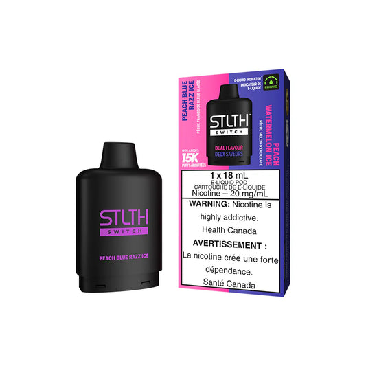 STLTH switch dual flavour 15k puffs-PEACH BLUE RAZZ ICE AND PEACH WATERMELON ICE