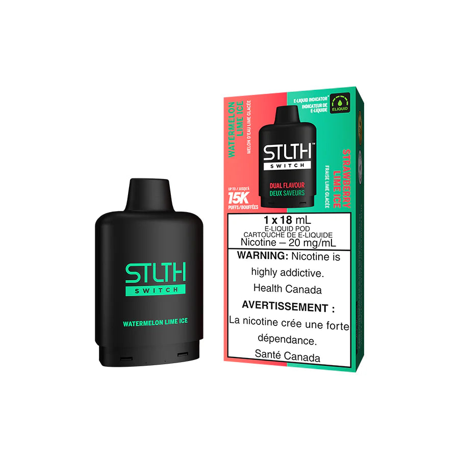 STLTH switch dual flavour 15k puffs-WATERMELON LIME ICE AND STRAWBERRY LIME ICE