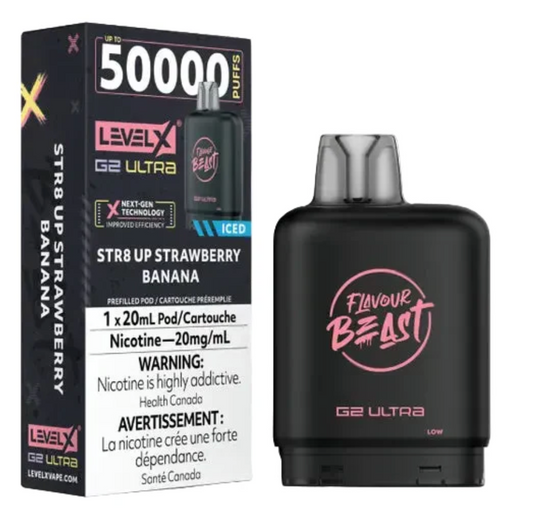STR8 UP Strawberry banana ice - Flavour Beast Level X  G2 Ultra 50k POD - (Without battery)