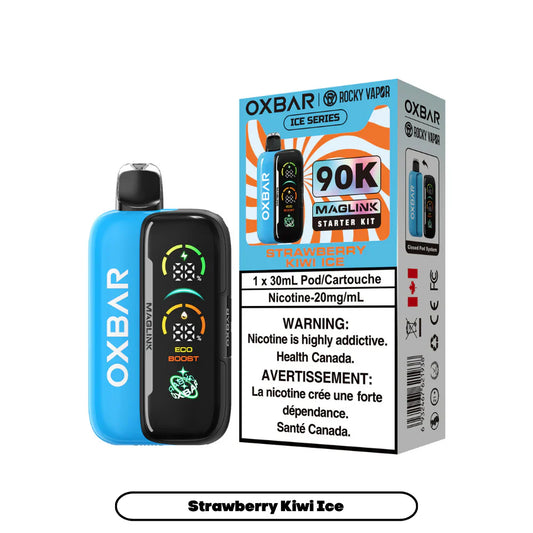 Strawberry Kiwi Ice  - Rocky Vapor Oxbar Maglink - Essential Series - 90k {Starter Kit} / 20 mg
