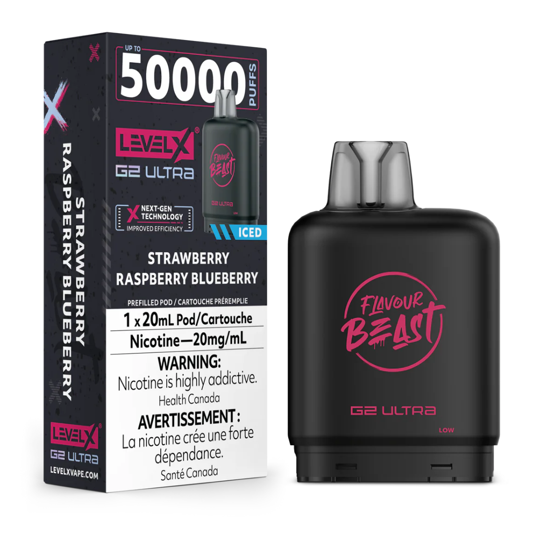 Strawberry Raspberry Blueberry ice - Flavour Beast  Level X G2 Ultra 50k POD - (Without battery)