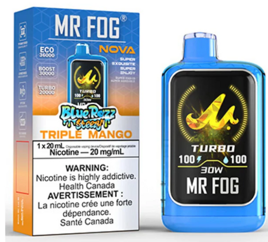 Blue Razz Steezy Triple Mango Mr Fog Nova Upto 36000 Puffs Disposable Vape