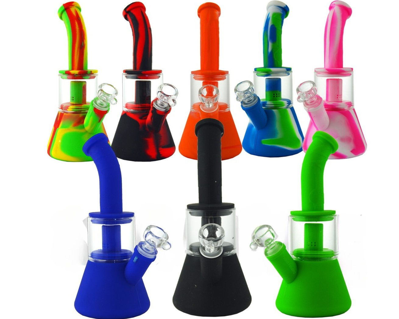 9 Inch Silicone Rig with Glass Percolator [Model TX 13 ]