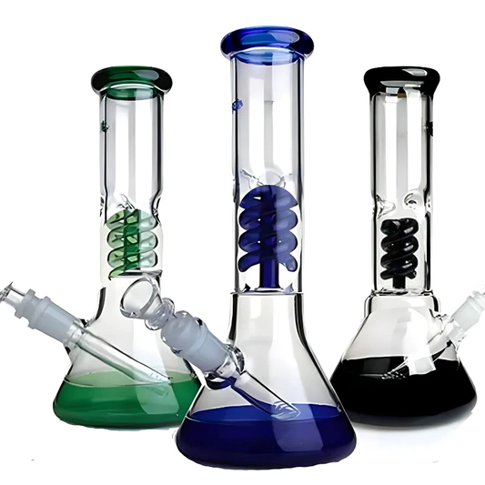 18 Inch Glass Beaker Spiral perc Bong with 6 arm Diffuser Downstem  [Grace 14]