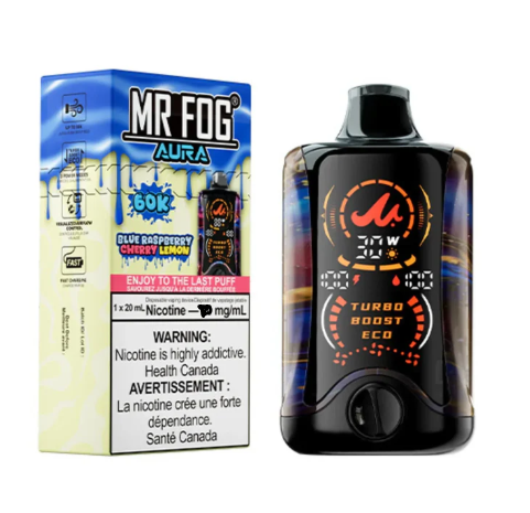 Blue Raspberry Cherry Lemon - Mr Fog Aura 60K Disposable ( 0 mg nic ) ( Zero Nic - Nicotine Free Vape )