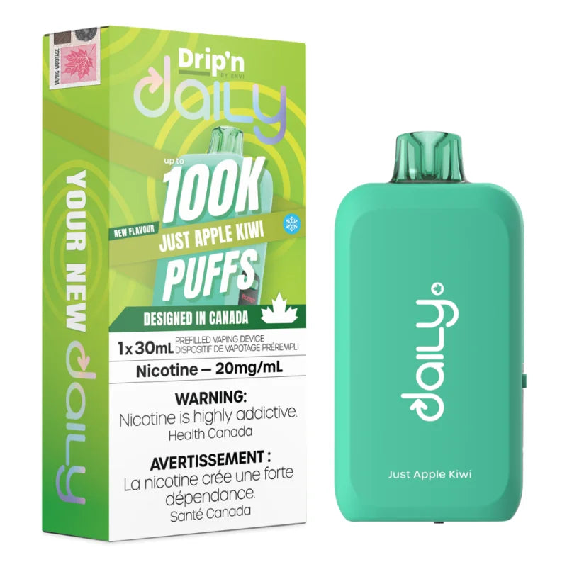 Just Apple Kiwi : Drip'n Daily Disposable Vape| 30mL 100K Puff | 20 mg Nicotine
