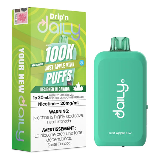 Just Apple Kiwi : Drip'n Daily Disposable Vape| 30mL 100K Puff | 20 mg Nicotine