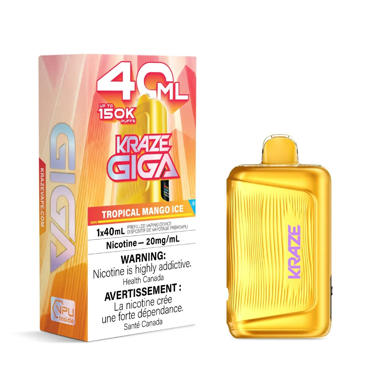 KRAZE GIGA 20MG/40ML 150K PUFFS DISPOSABLE VAPES[All Flavours]