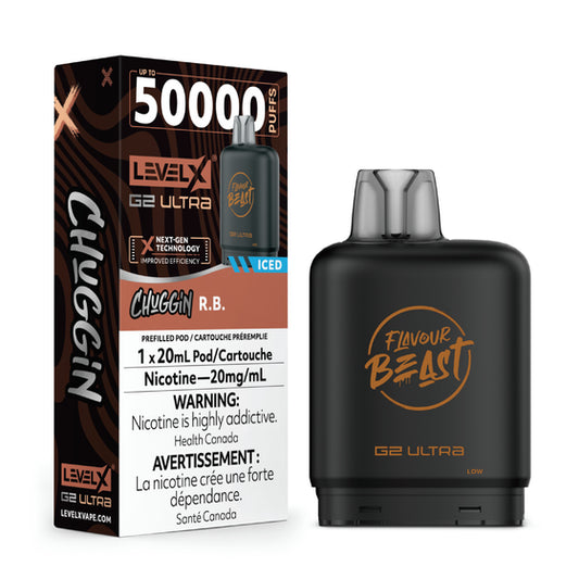 Level X Flavour Beast Chuggin' G2 Ultra - R.B. (ICED) 50k Puffs