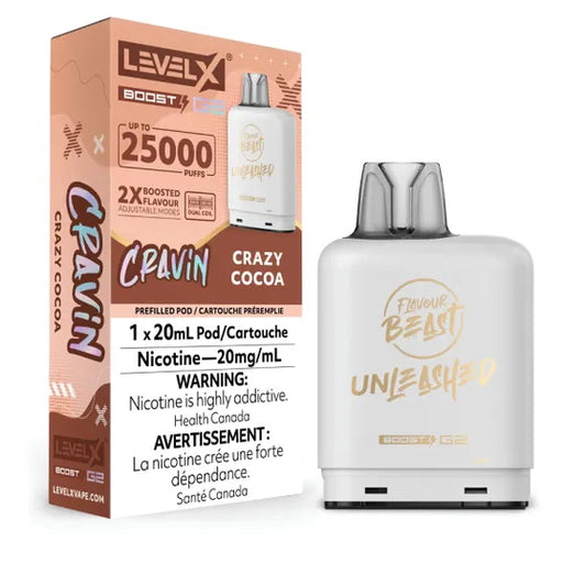 Pod Boost G2 Level X 25000 Puffs - Cacao Fou 20MG