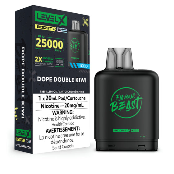 Level X Boost G2 25000 Puffs Pod- Dope Double Kiwi 20MG  (without battery)