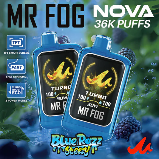 Blue Razz Steezy Blue Razz Ice Mr Fog Nova Upto 36000 Puffs Disposable Vape
