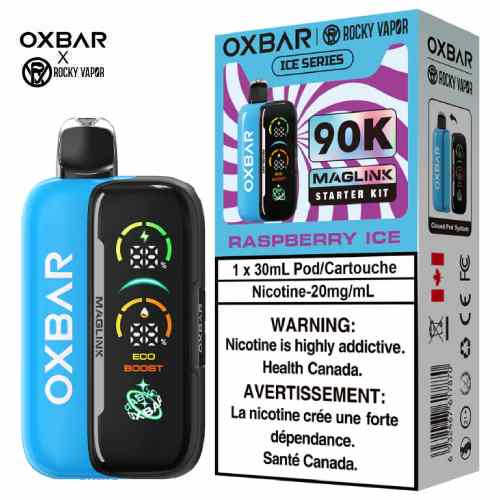 Raspberry Ice  - Rocky Vapor Oxbar Maglink - Essential Series - 90k {Starter Kit} / 20 mg