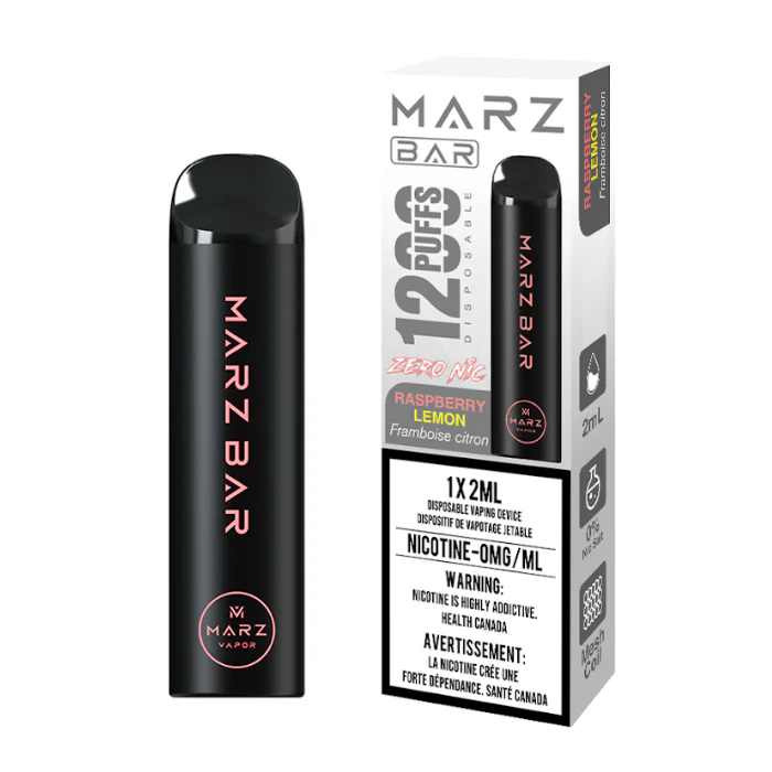 Marz Bar 1200 Raspberry Lemon Zero Nic Disposable Vape - Nicotine Free Vape