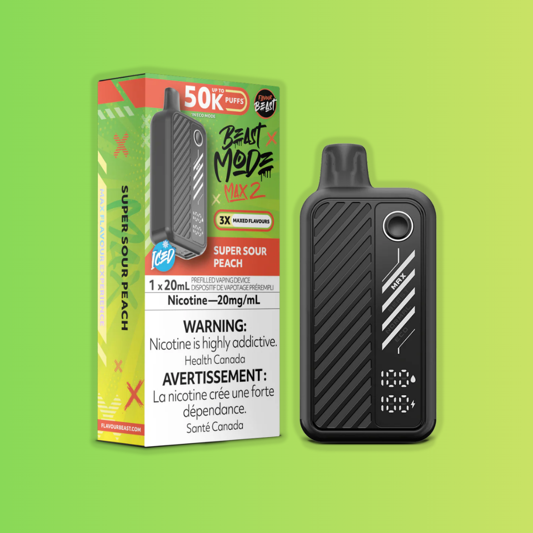 Super Sour Peach Ice  Flavour Beast Mode Max 2 50k Disposable vape