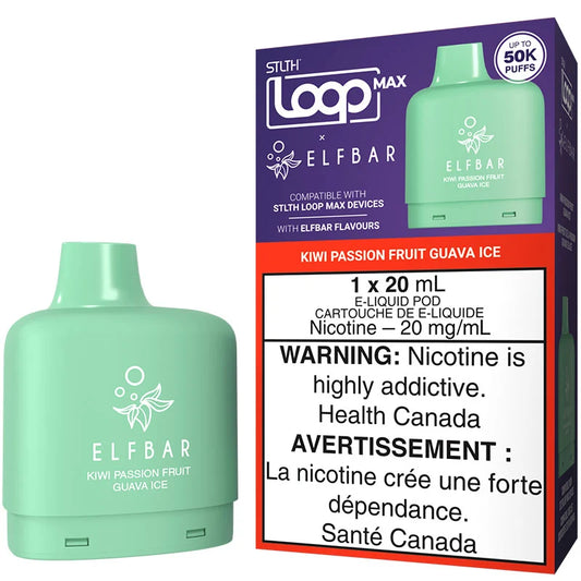 Kiwi Passion Fruit Guava Ice - STLTH LOOP MAX X ELFBAR POD 50k Puff (Without Battery )