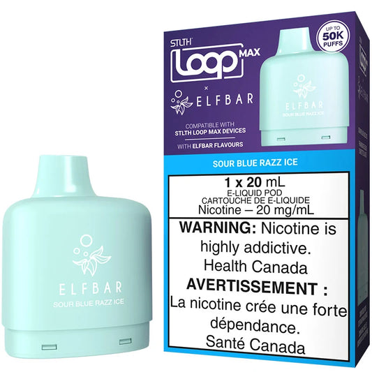 Sour Blue Razz Ice - 50k STLTH LOOP MAX X ELFBAR POD  Puff (Without Battery )
