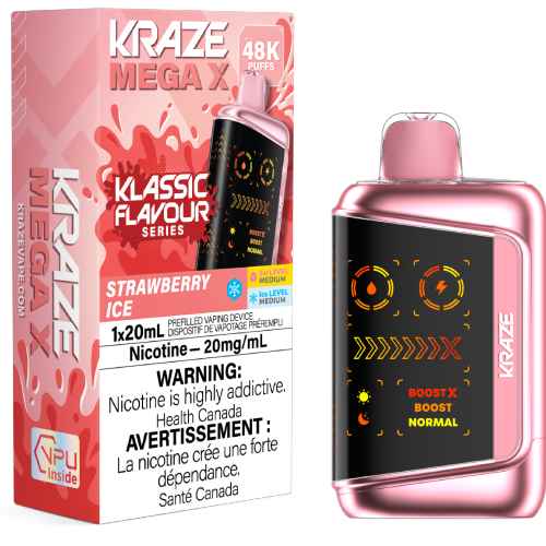 Strawberry Ice  - Kraze Mega X 48K Disposable Vape (20mL)
