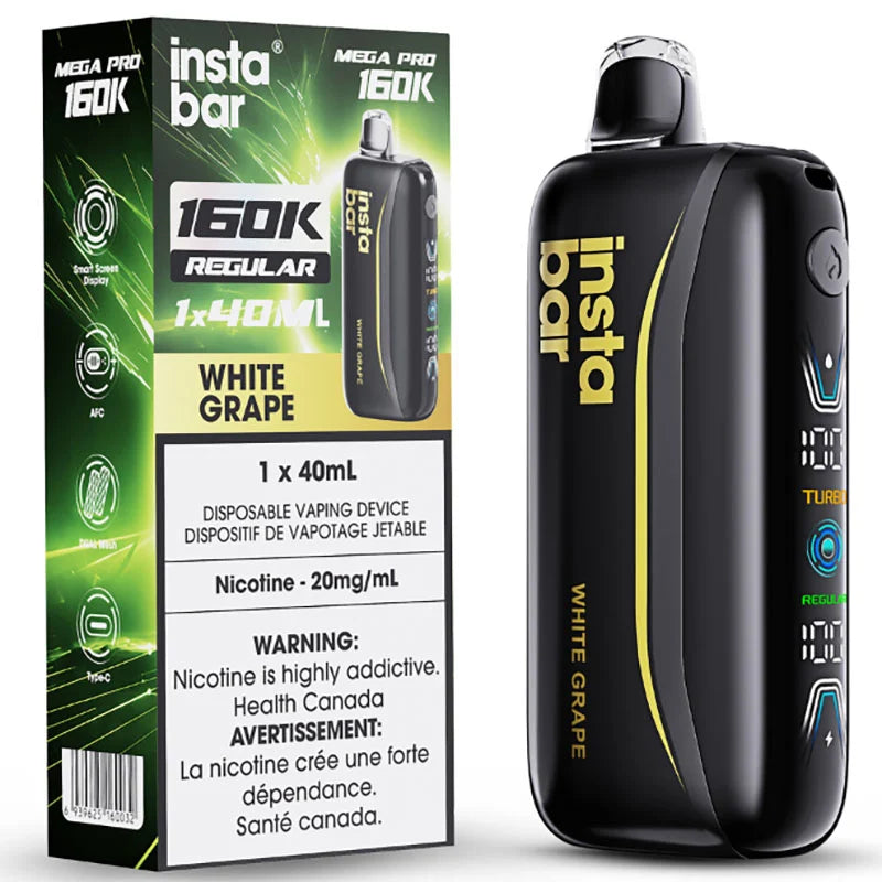 Insta Bar Mega Pro 160K Disposable Vape: White Grape (40mL)